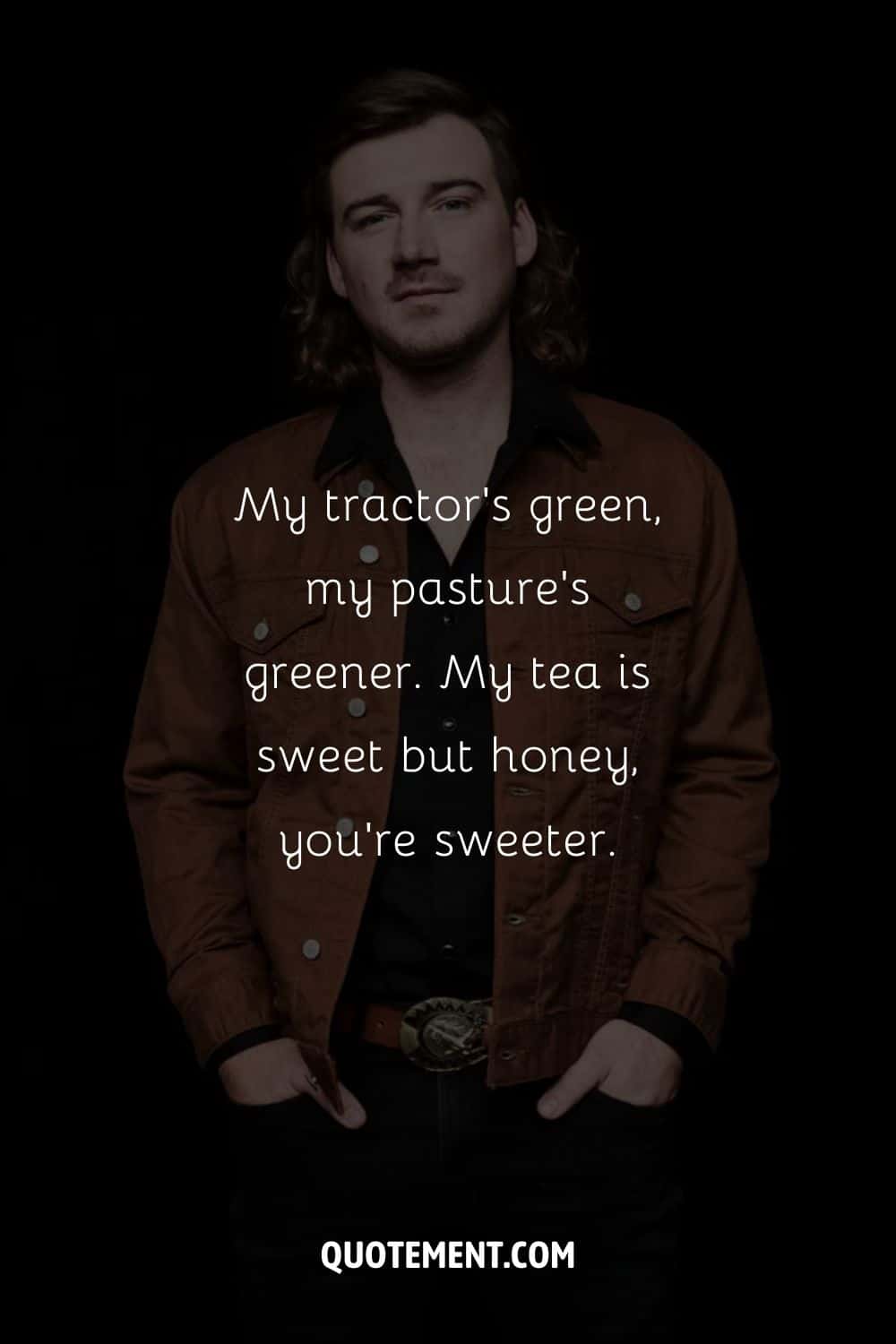 a man in a brown jacket representing morgan wallen lyrics quote