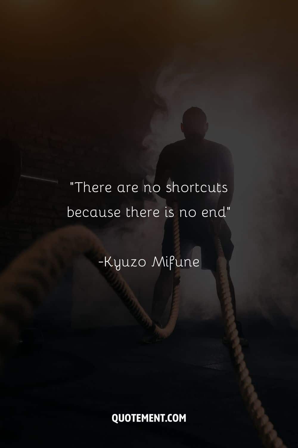 a man working out with ropes representing workout motivational quote
