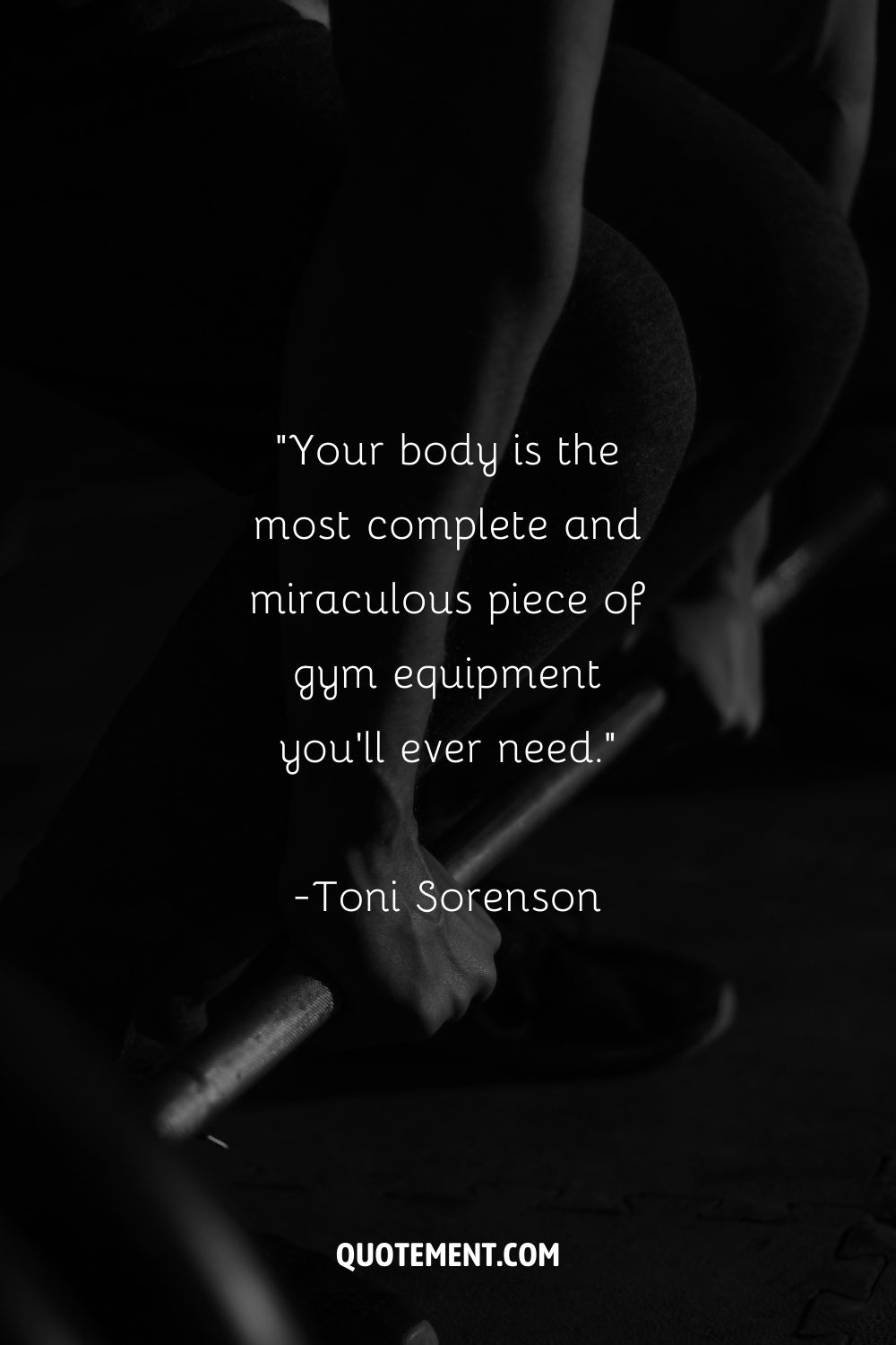 a person getting ready to lift weights representing gym love quote