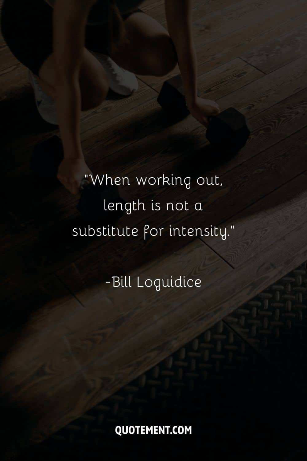 a person lifting small weights representing workout quote