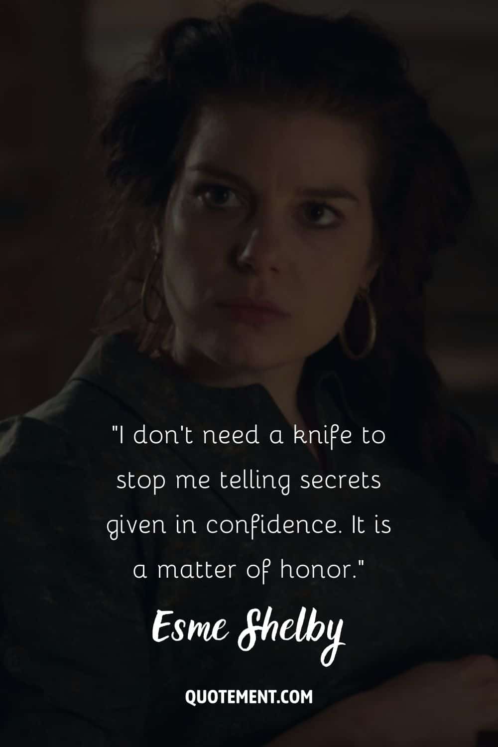 a photo of a dark haired woman representing esme shelby quote
