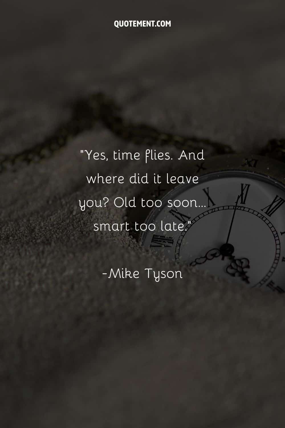 a pocket watch buried in the sand representing an insightful time flies so fast quote
