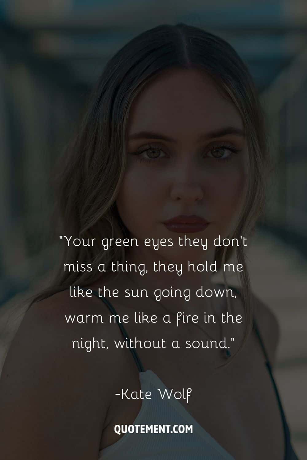 a pretty young woman with green eyes representing the most beautiful green eyes quote
