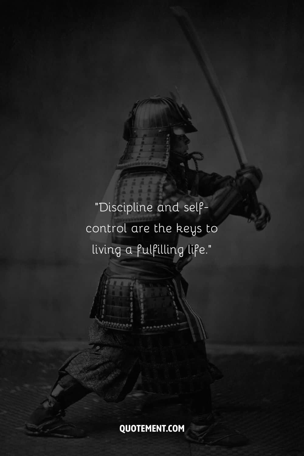 a strong armored samurai warrior representing self control quote