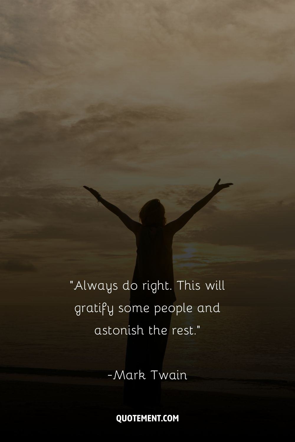 a woman at the beach with her arms raised representing daily inspirational quote
