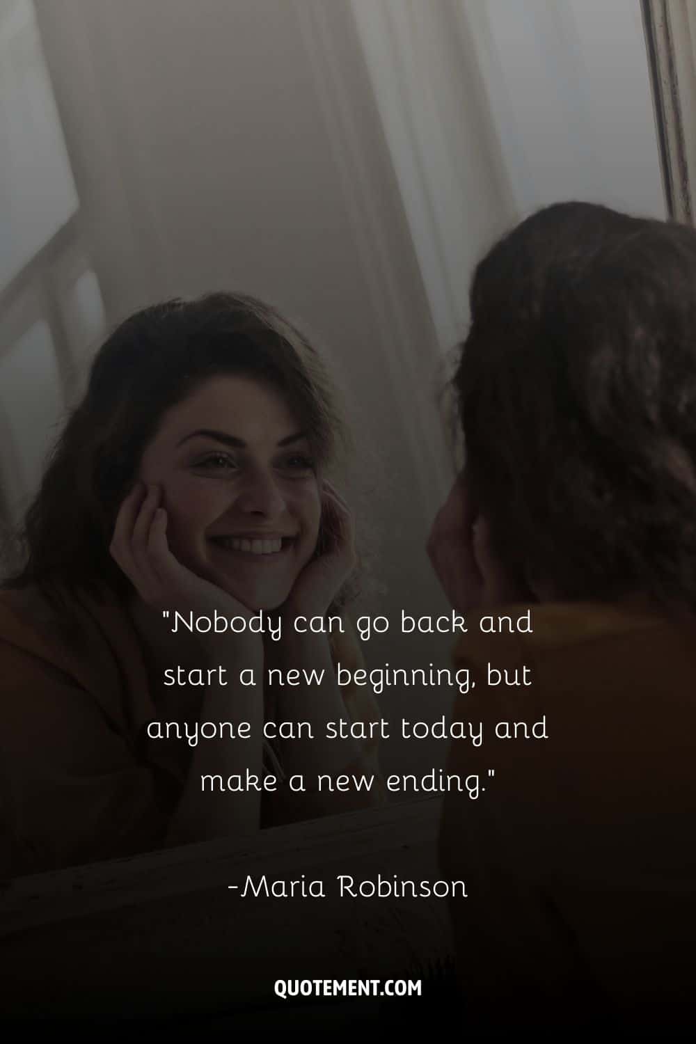 girl smiling at her reflection in the mirror representing a daily positive quote
