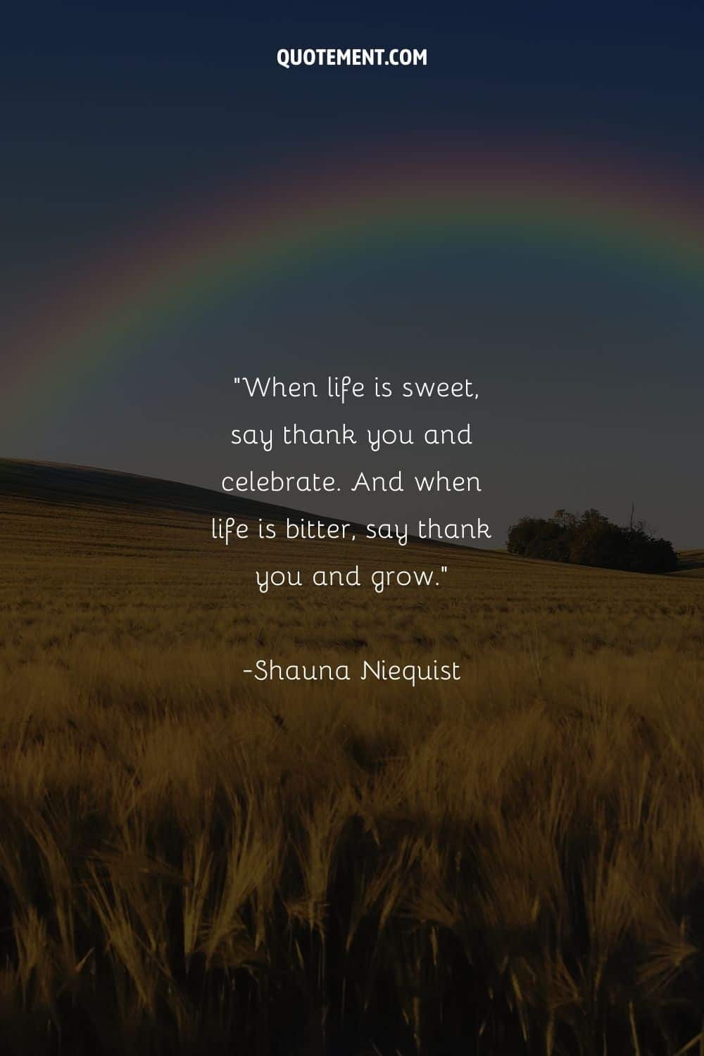 image of a rainbow above a grain field representing cute life quote