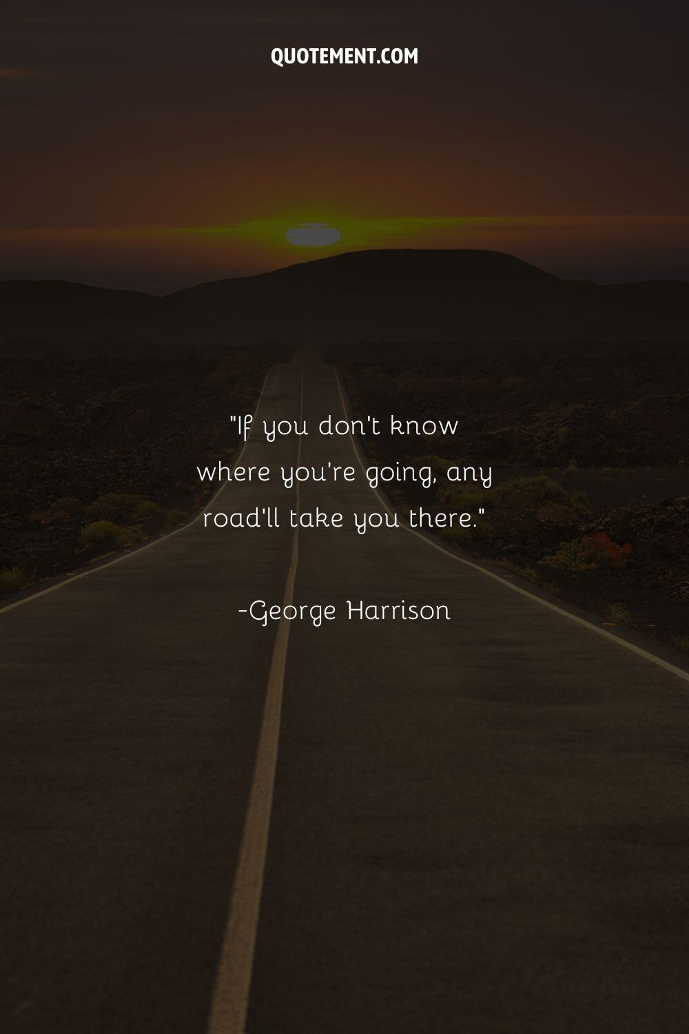 image of a road under the sunset representing a quote by George Harrison
