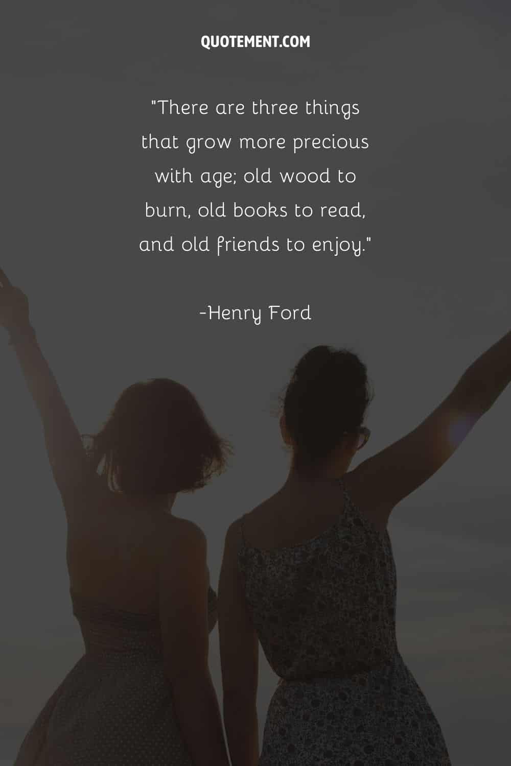 image of two girlfriends representing a quote on old friends
