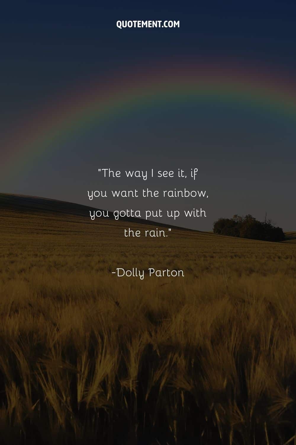 rainbow over a field of grain representing a cute life quote