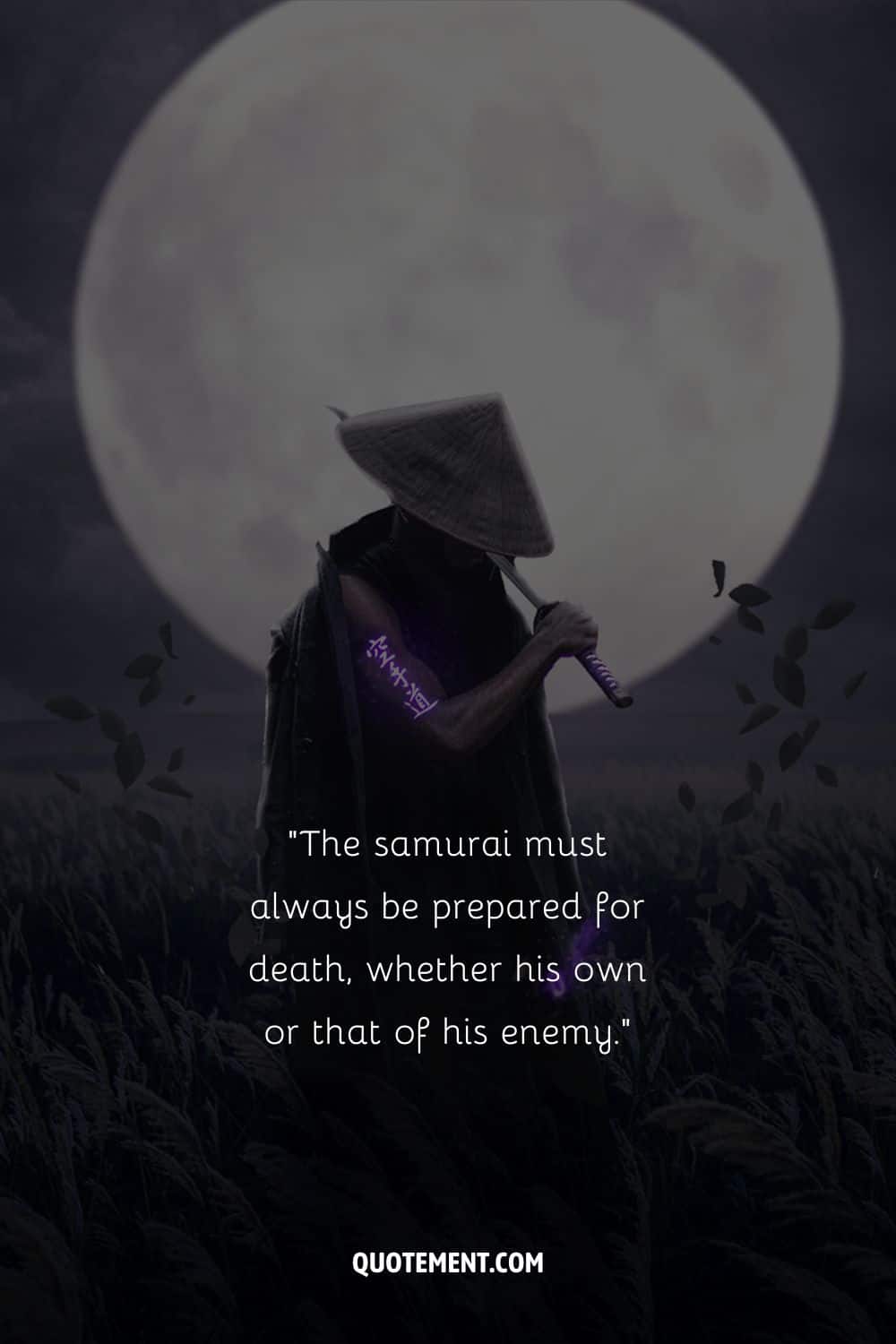 samurai reflexiona sobre la vida con la cabeza inclinada representando cita de samurai sobre la muerte