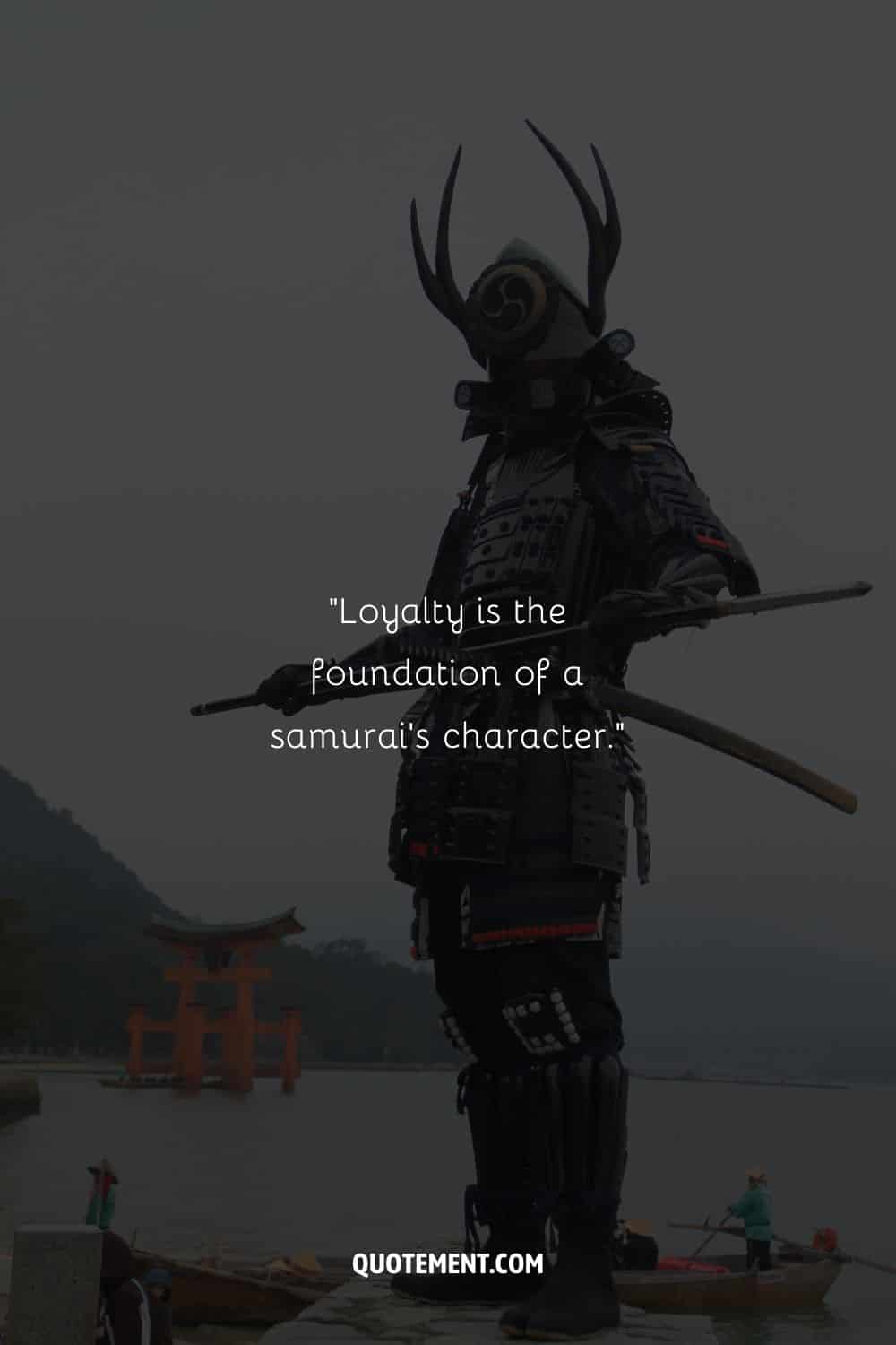 samurai's foreboding black armor representing samurai quote about loyalty