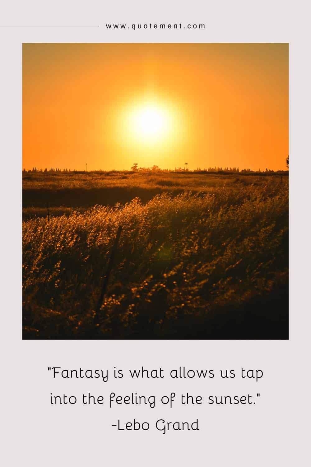 La fantasía es lo que nos permite aprovechar el sentimiento de la puesta de sol.