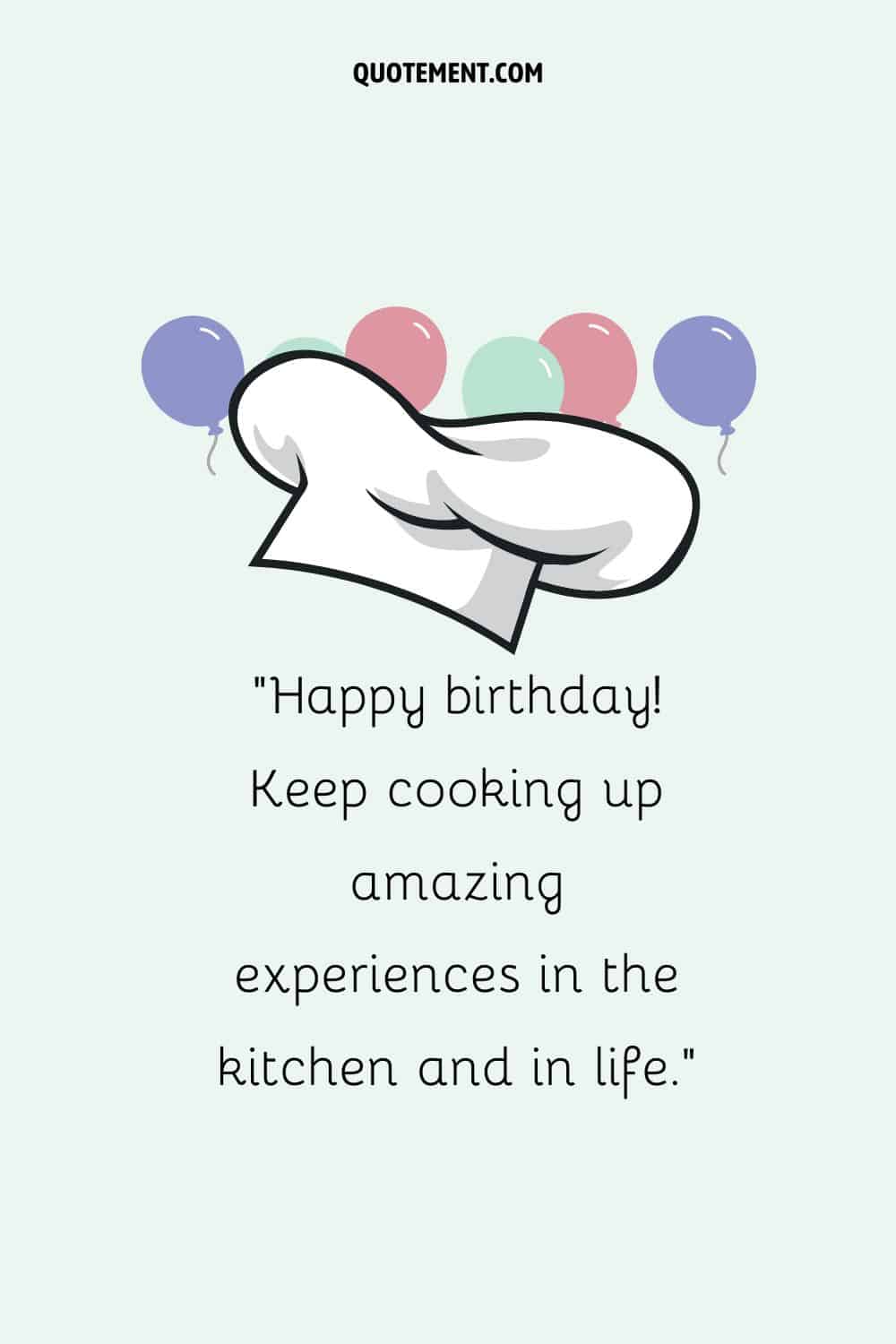 Illustration of a chef's hat with balloons representing a cute birthday wish.
