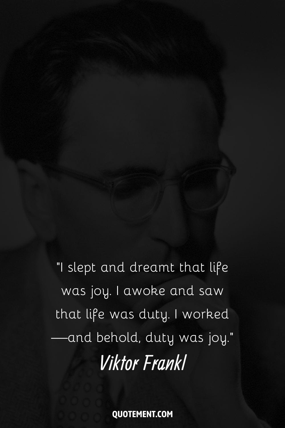 Image of Viktor Frankl representing his quote on joy.