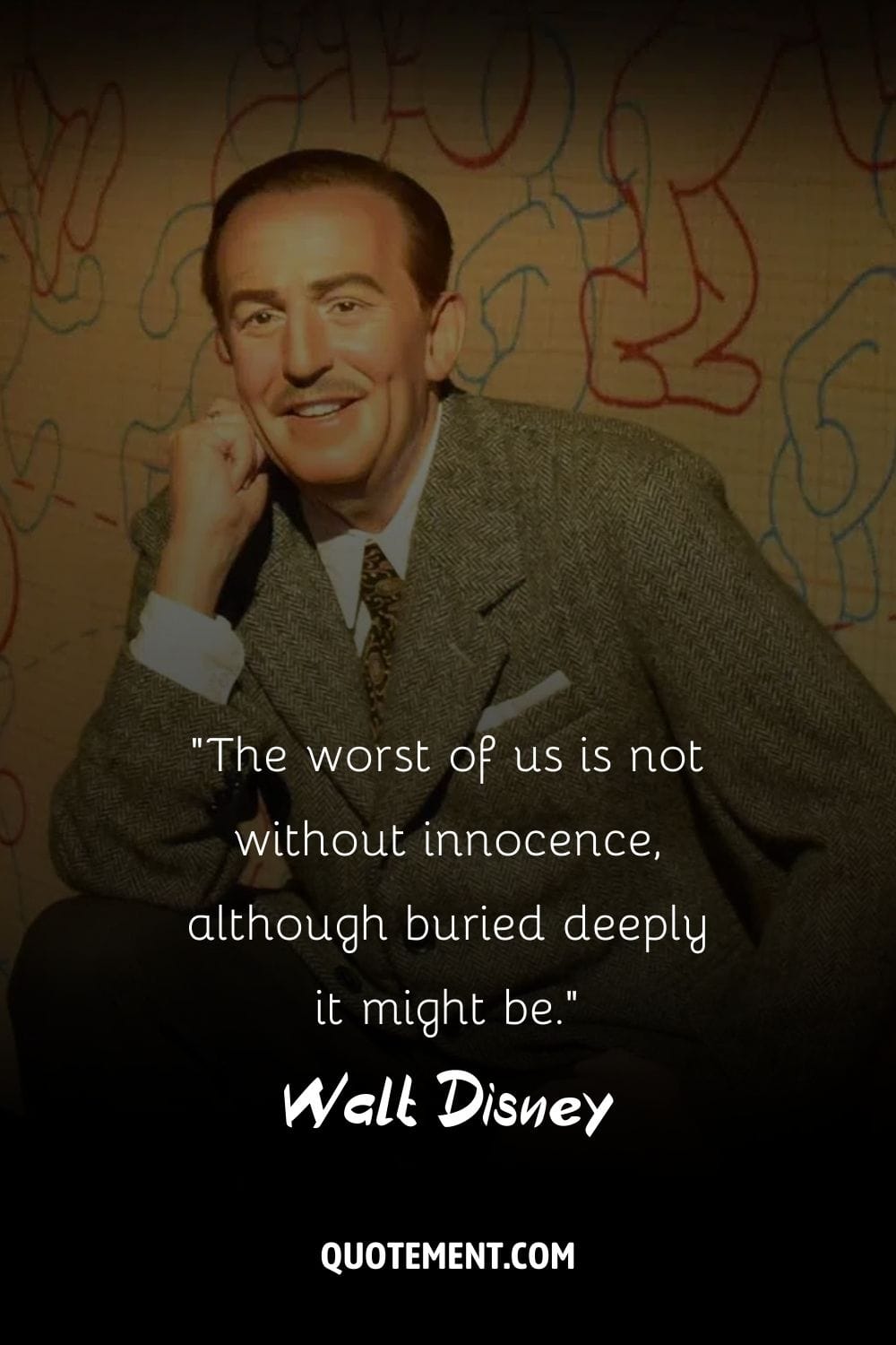 Imagen de la expresión alegre de Walt Disney.