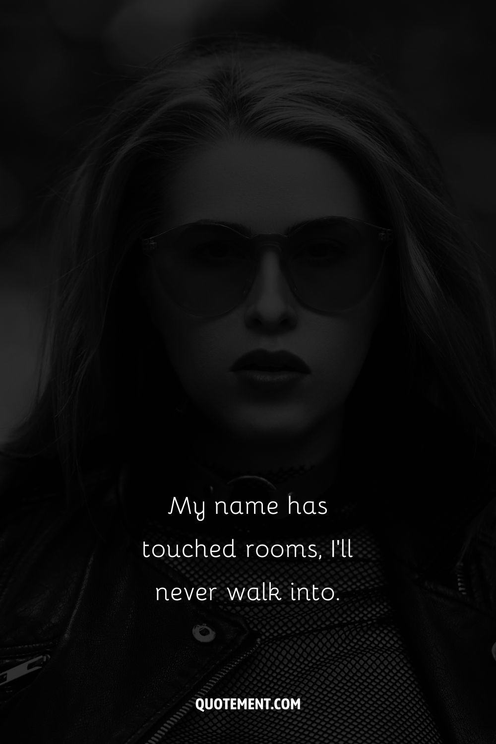 Image of a mysterious girl wearing sunglasses representing savage girl caption.