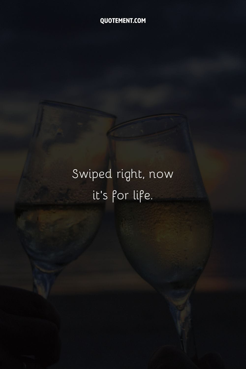 Image of two glasses representing cute caption for couples.