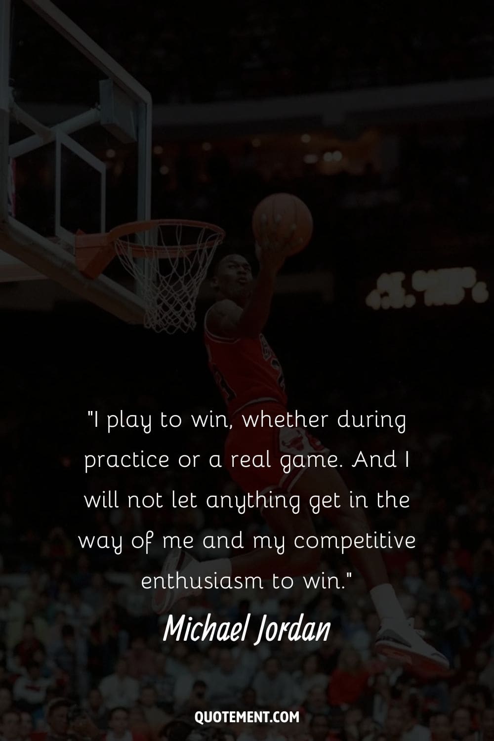 Michael Jordan jumps high with ball toward the basket
