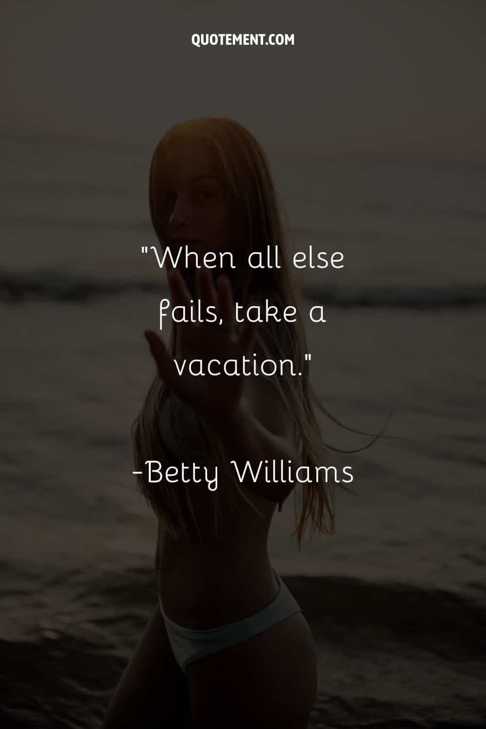 Photo of a girl in the water representing a quote about vacation.
