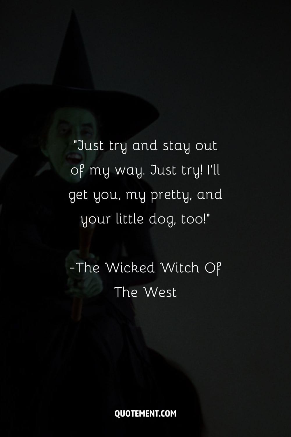 The Wicked Witch Of The West on her broom

