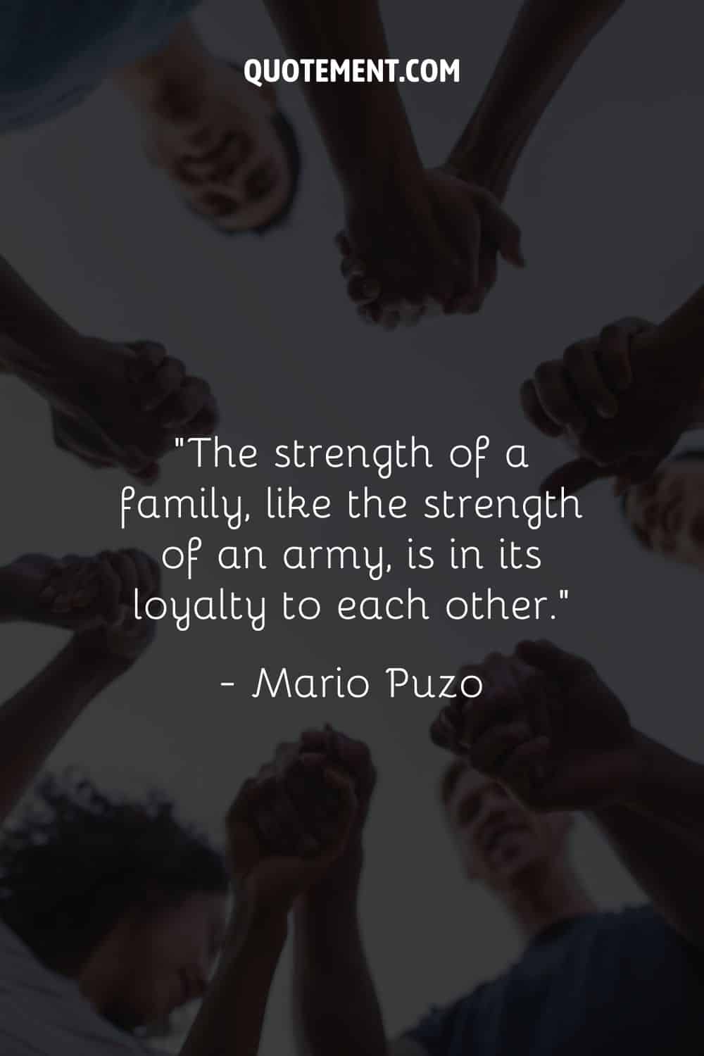 “The strength of a family, like the strength of an army, is in its loyalty to each other.” — Mario Puzo