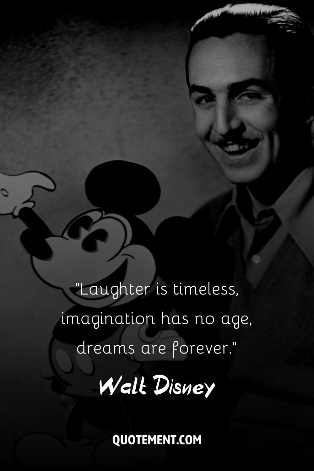 Walt Disney shares a joyful moment with Mickey.