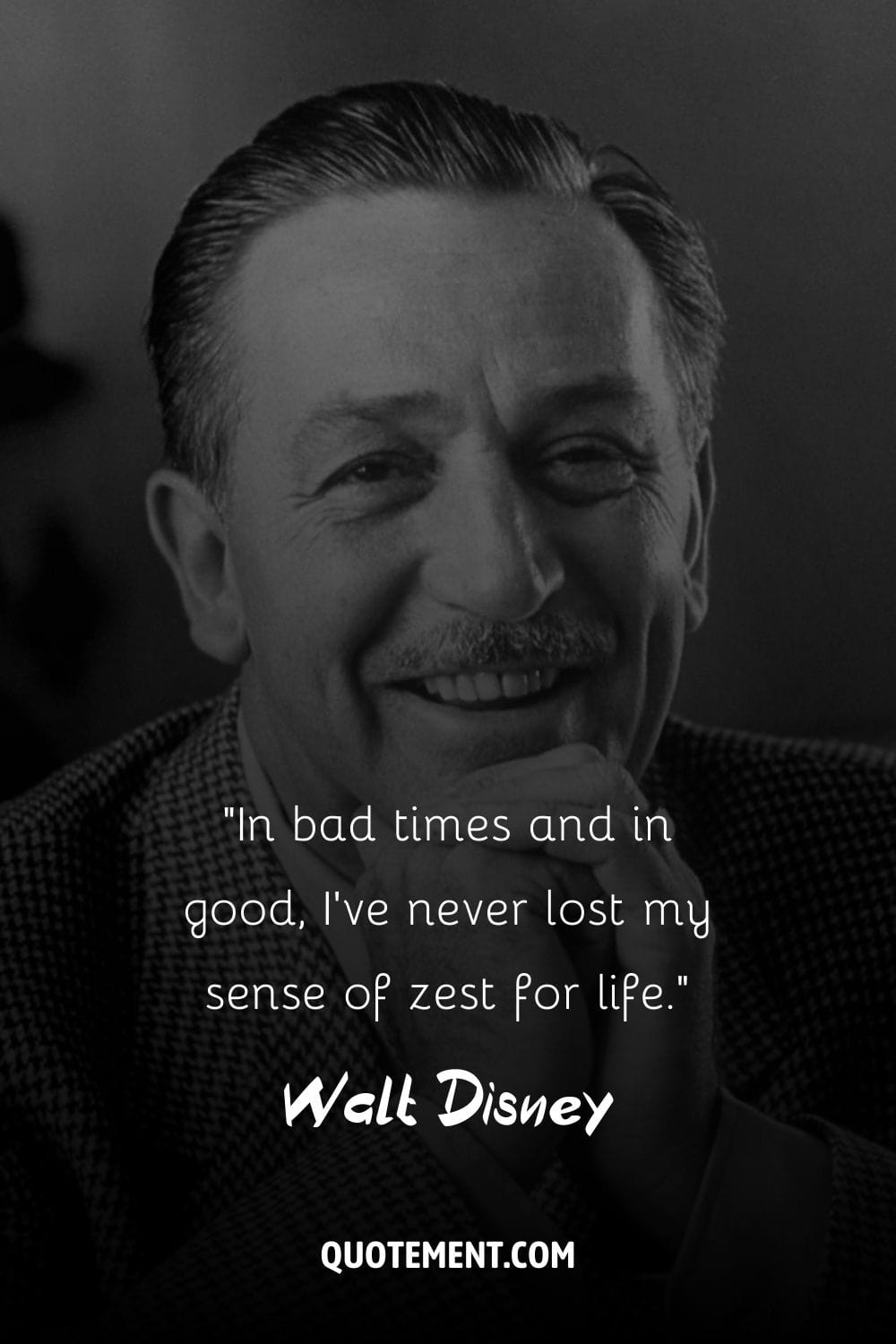 Walt Disney's captivating smile shines in portrait.