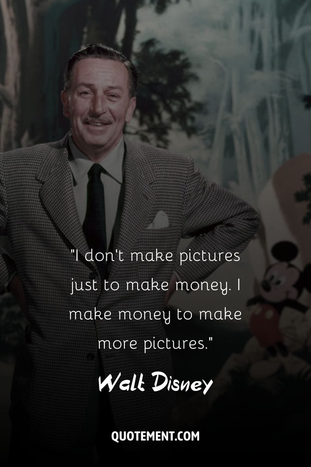 Walt Disney's pose embodies his visionary personality