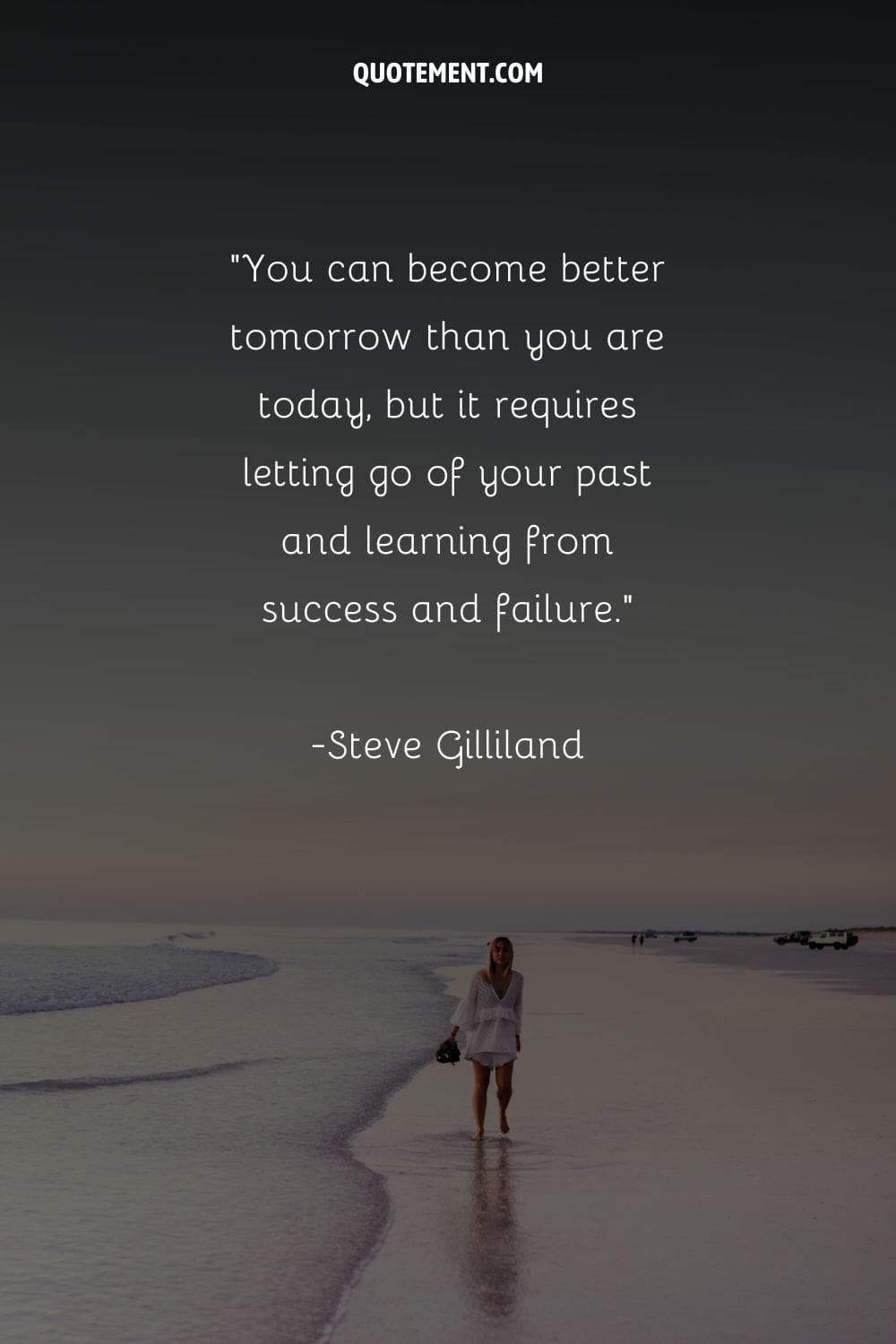 a girl walks barefoot through shallow water representing new month motivation quote