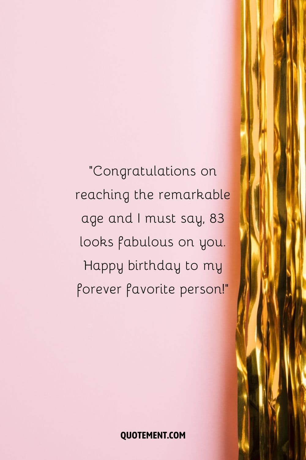 golden wrapping paper on a delicate pink background representing a unique happy 83rd birthday wish
