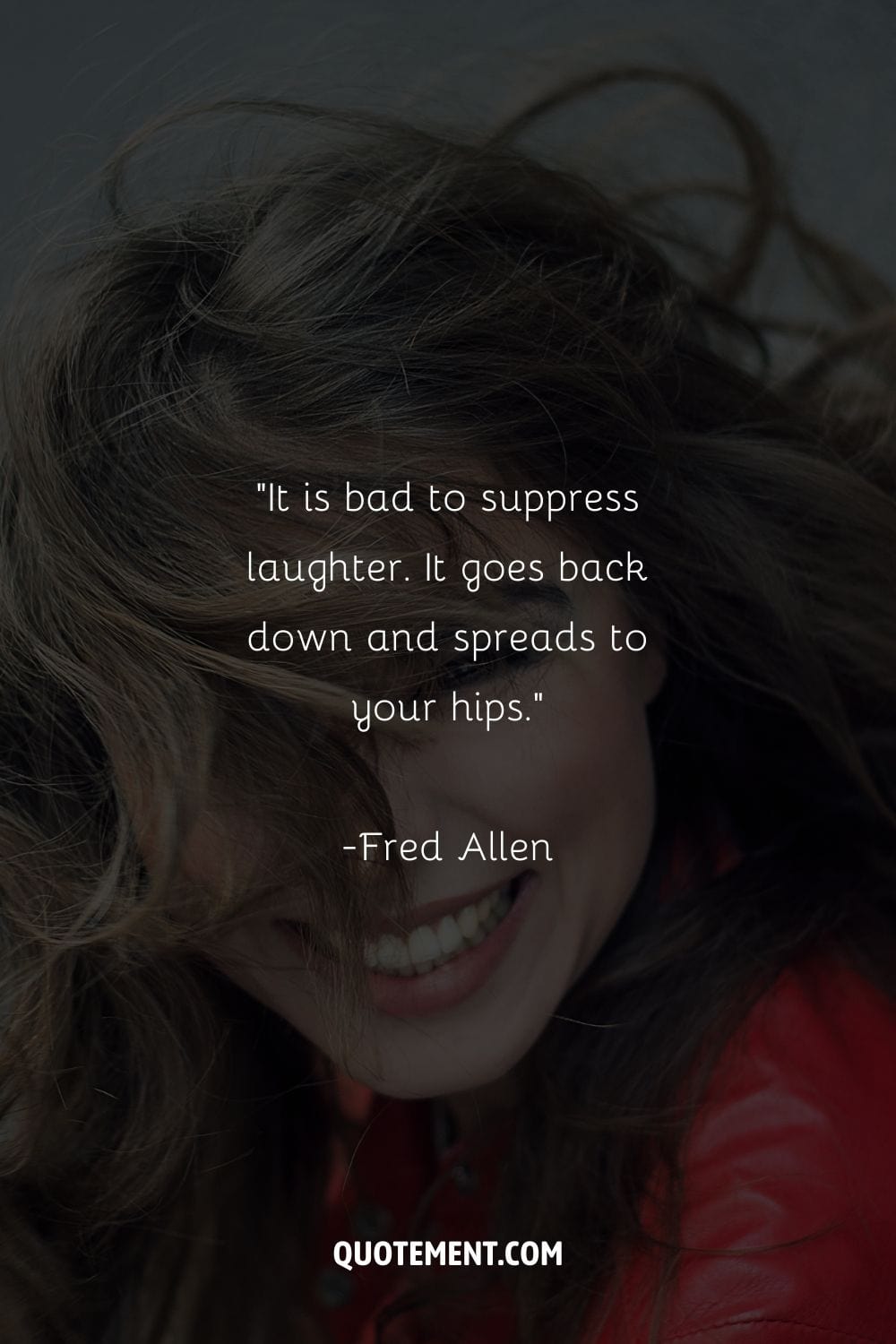 gorgeous young brunette woman smiling representing funny laughter quote