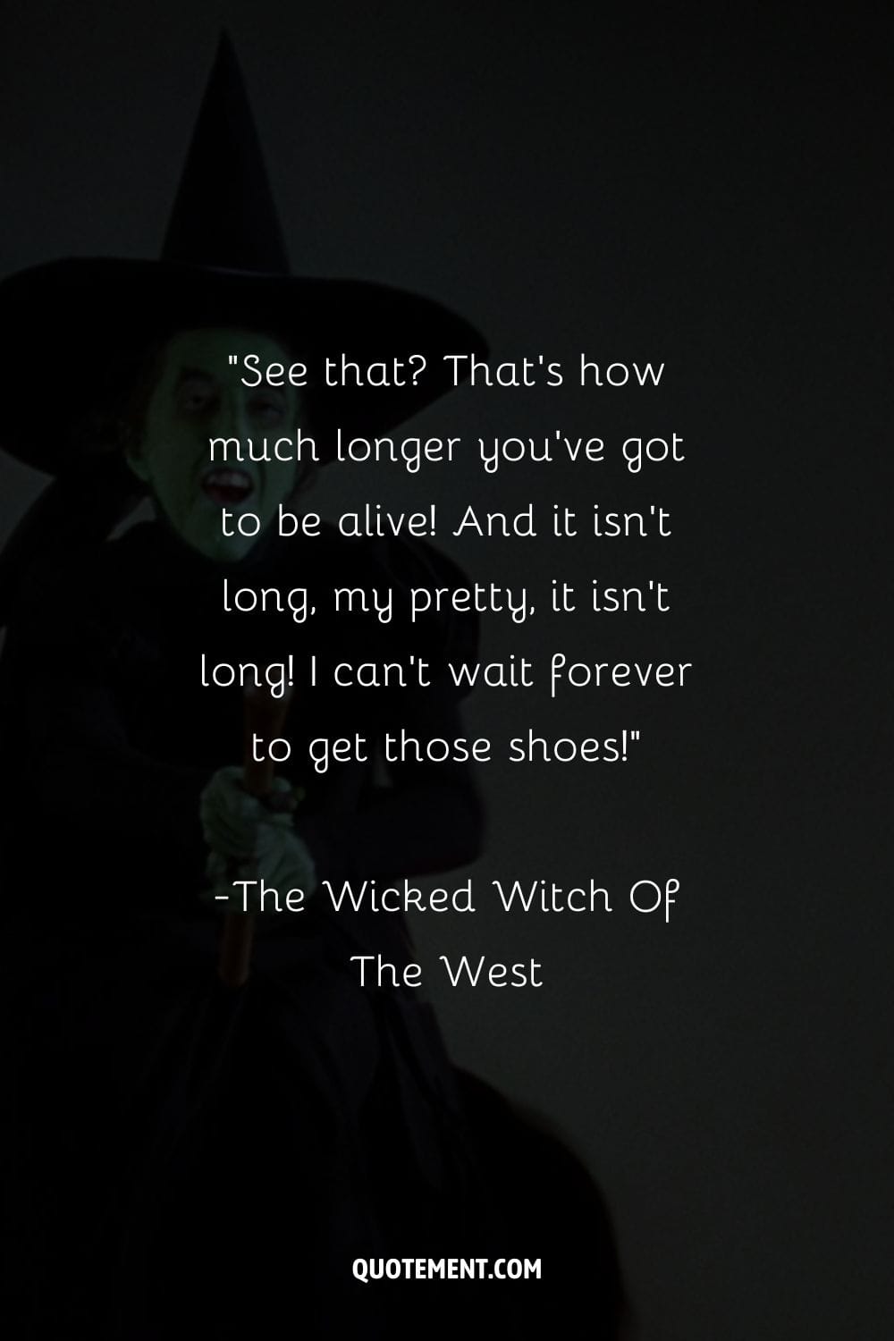 portrayal of the Wicked Witch on a broom

