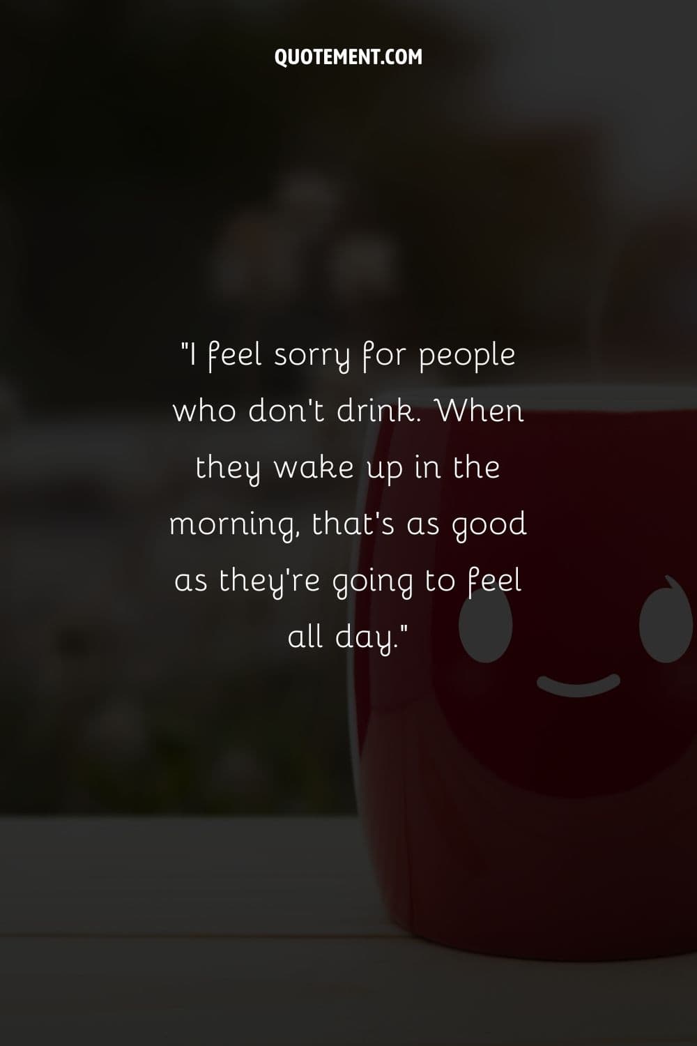 red coffee mug with a smile
