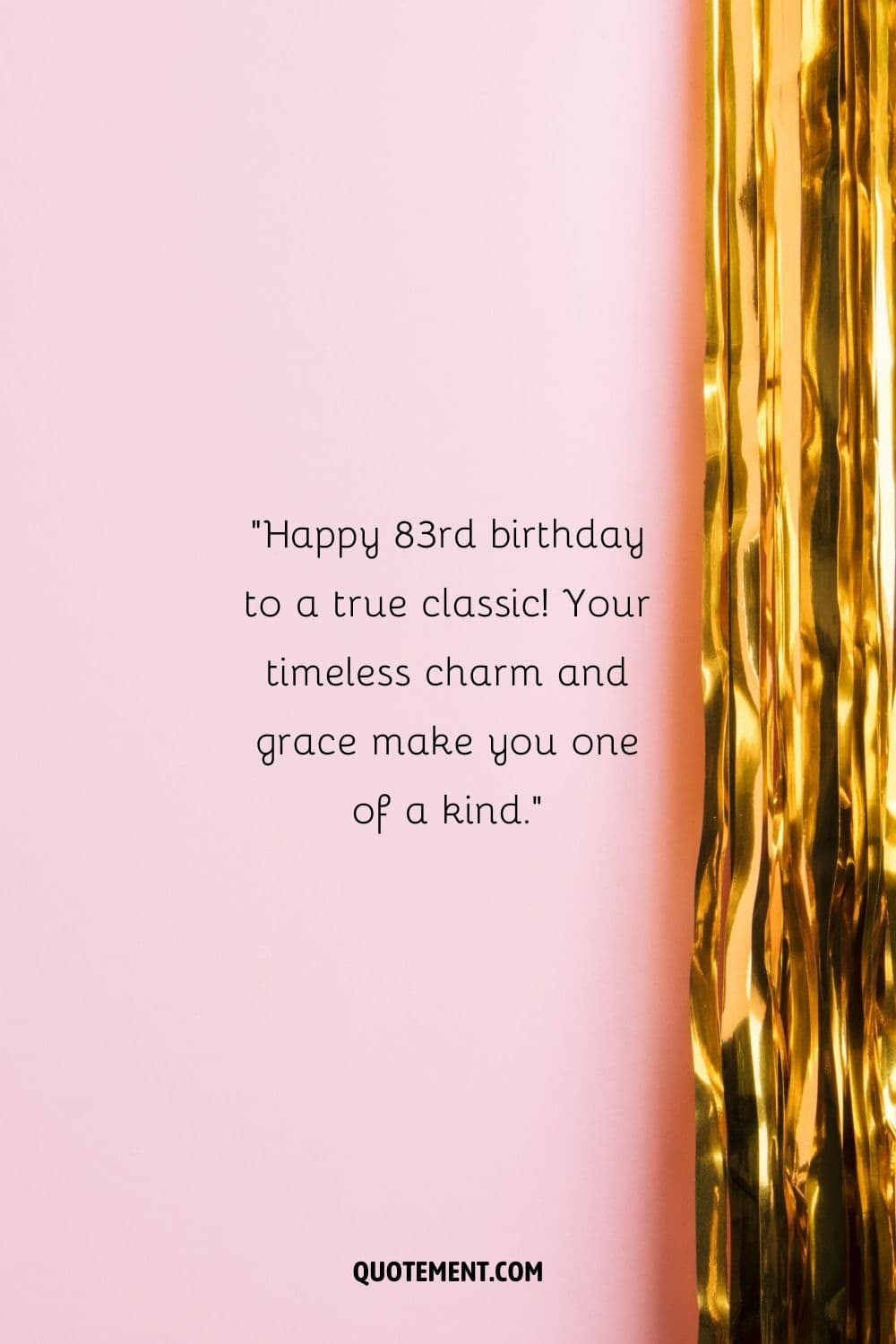 shiny golden foil paper against a light pink backdrop representing a unique happy 83rd birthday wish
