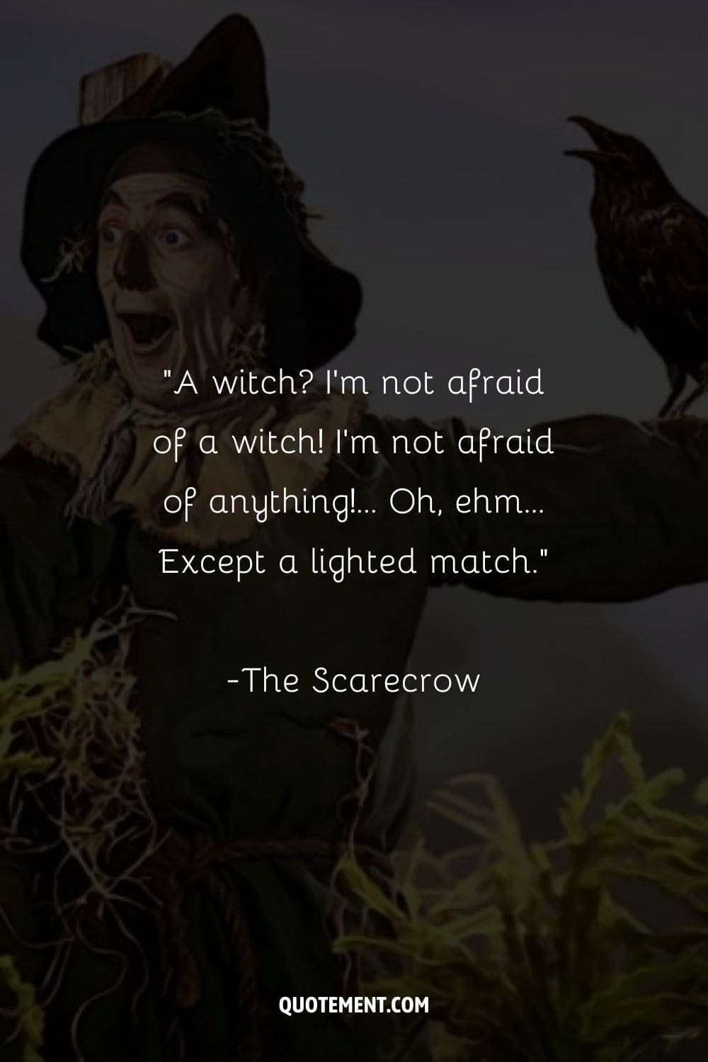 wide-eyed Scarecrow with an open mouth
