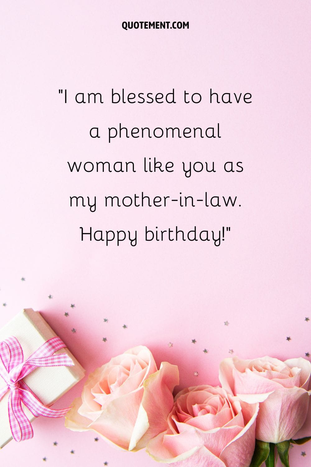 Birthday quote among a sea of lovely pink elements.