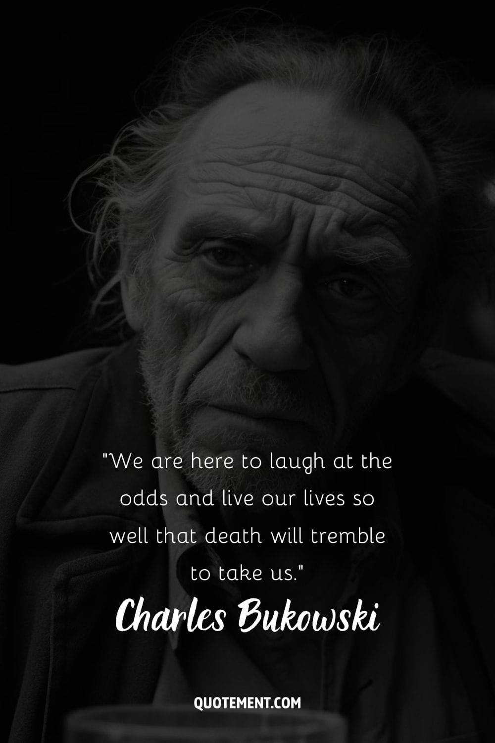 Charles Bukowski with an intense face expression