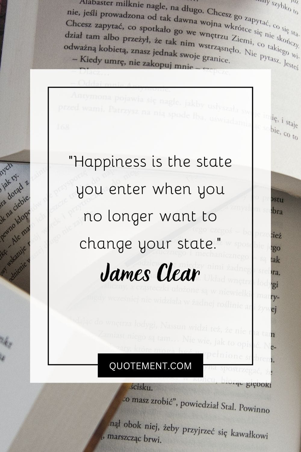 Happiness is the state you enter when you no longer want to change your state