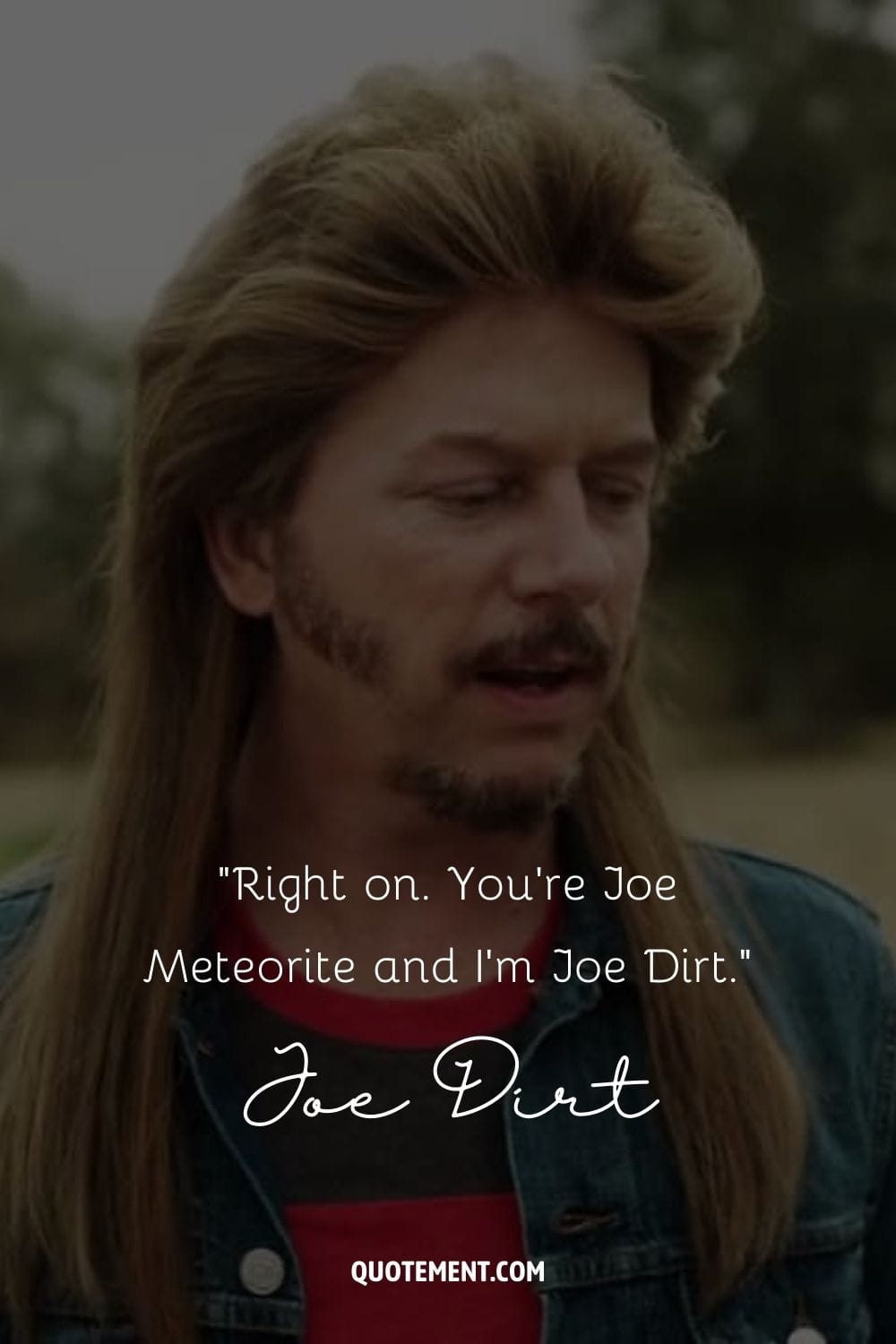 Joe Dirt's classic mullet and funny grin.