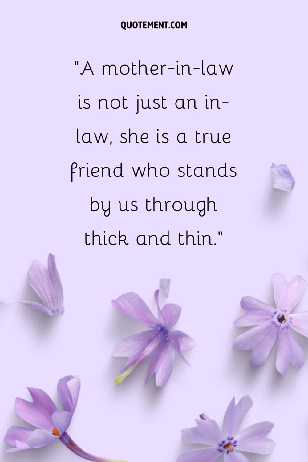 Quote about mom-in-law surrounded by lush purple blooms.