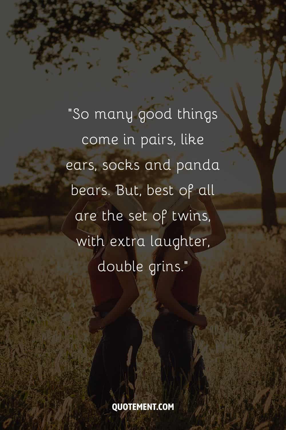 “So many good things come in pairs, like ears, socks and panda bears. But, best of all are the set of twins, with extra laughter, double grins.” – Unknown
