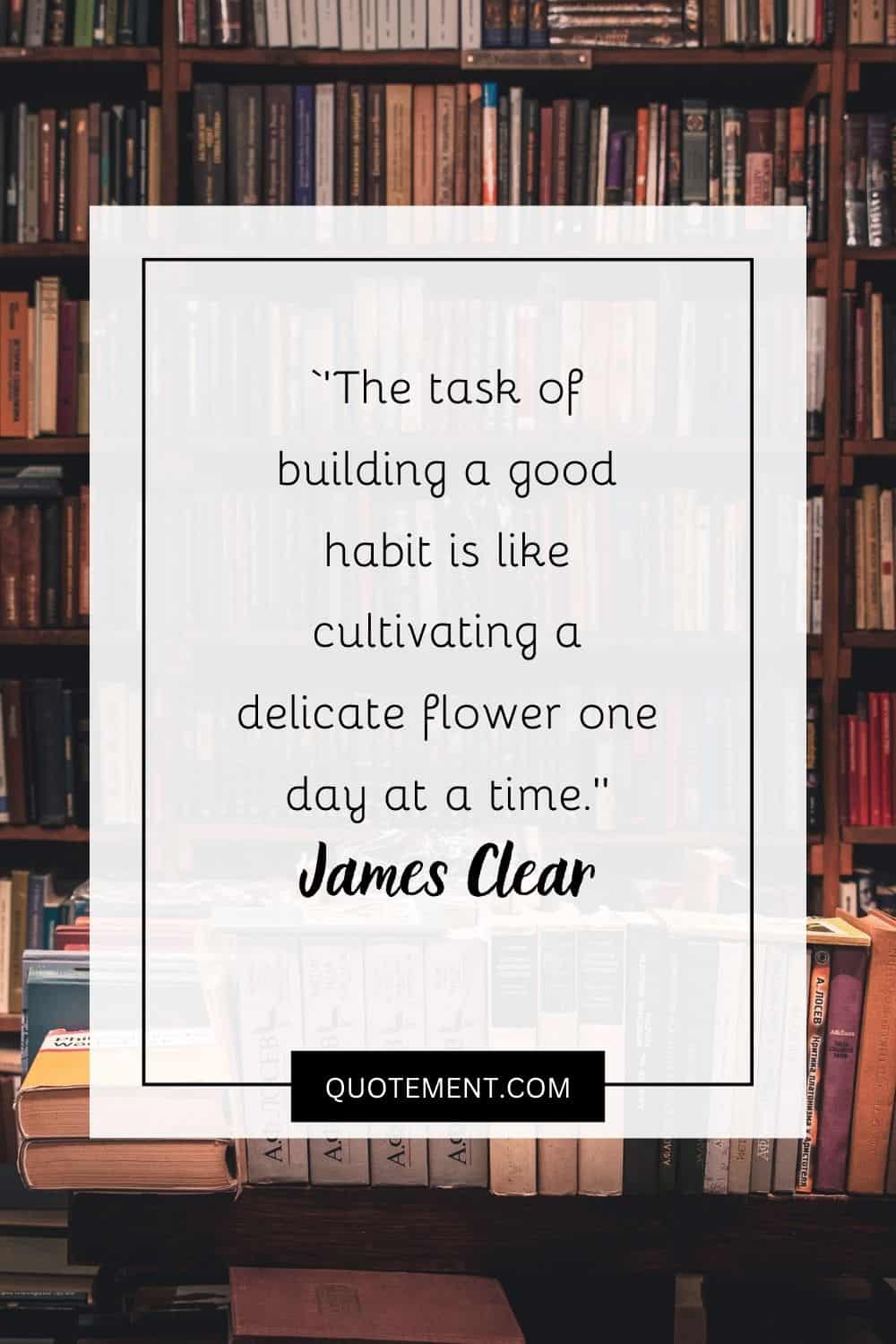 The task of building a good habit is like cultivating a delicate flower one day at a time.
