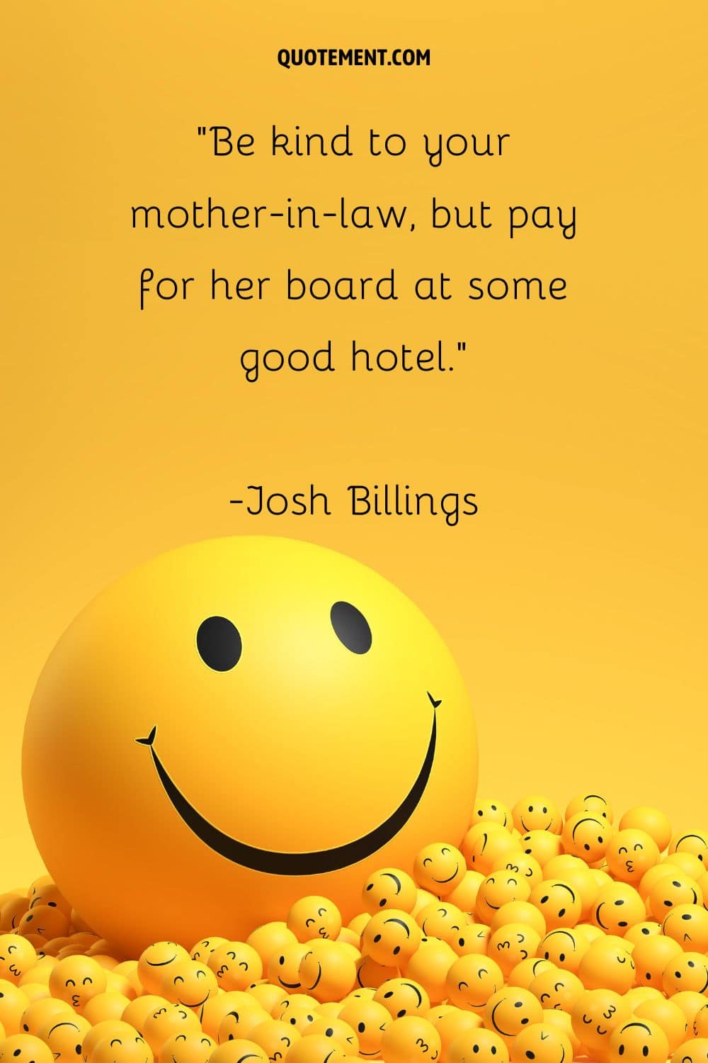 Witty quote about mother-in-law against yellow background.