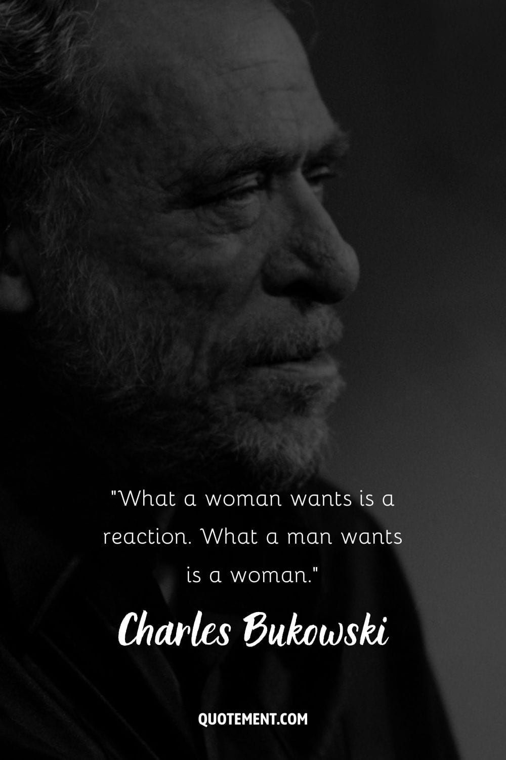 focused expression on Charles Bukowski's face