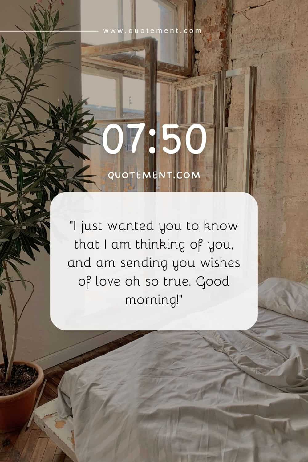 message in a white square on a bedroom-themed phone screen