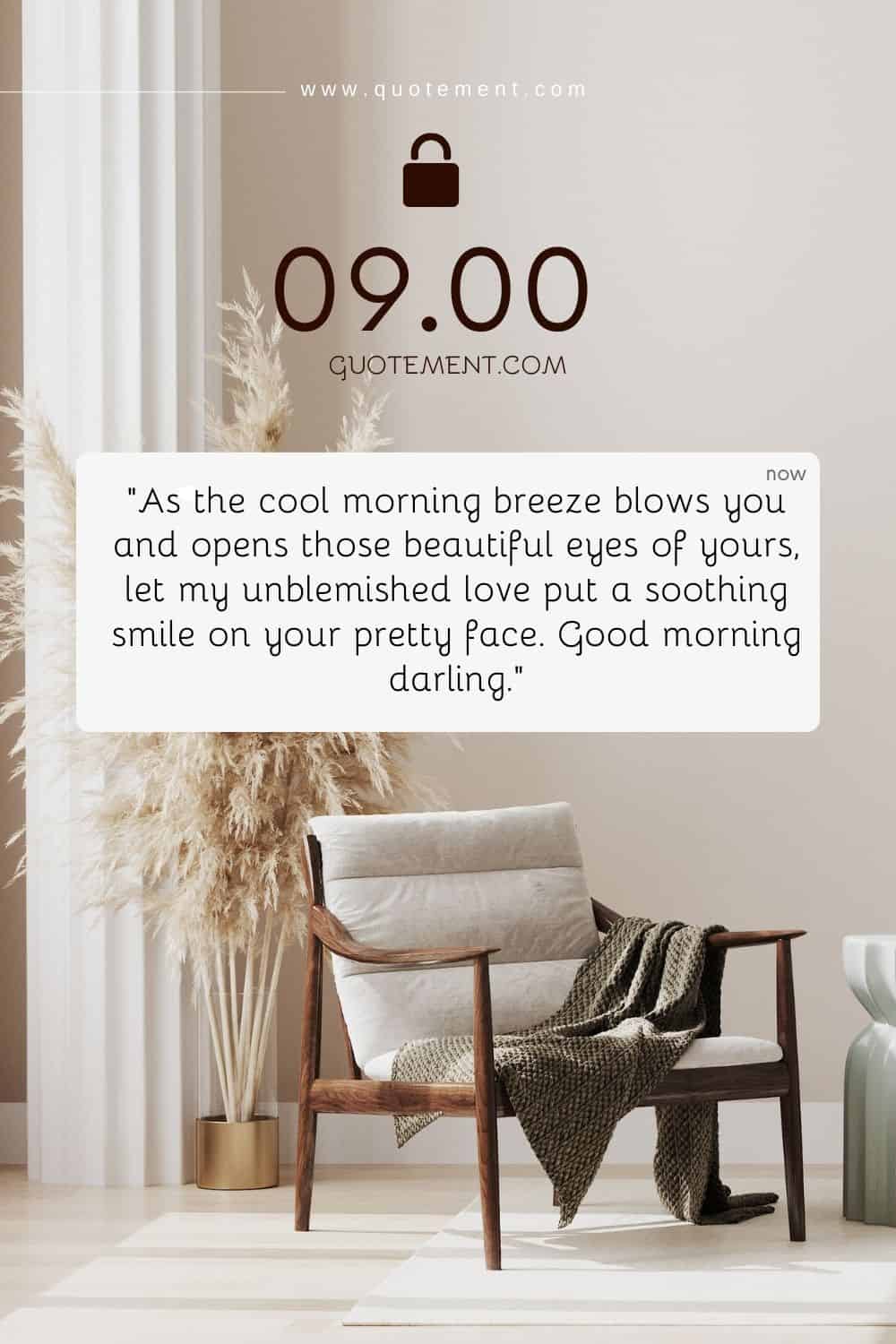 message overlay on a warm, inviting home screen
