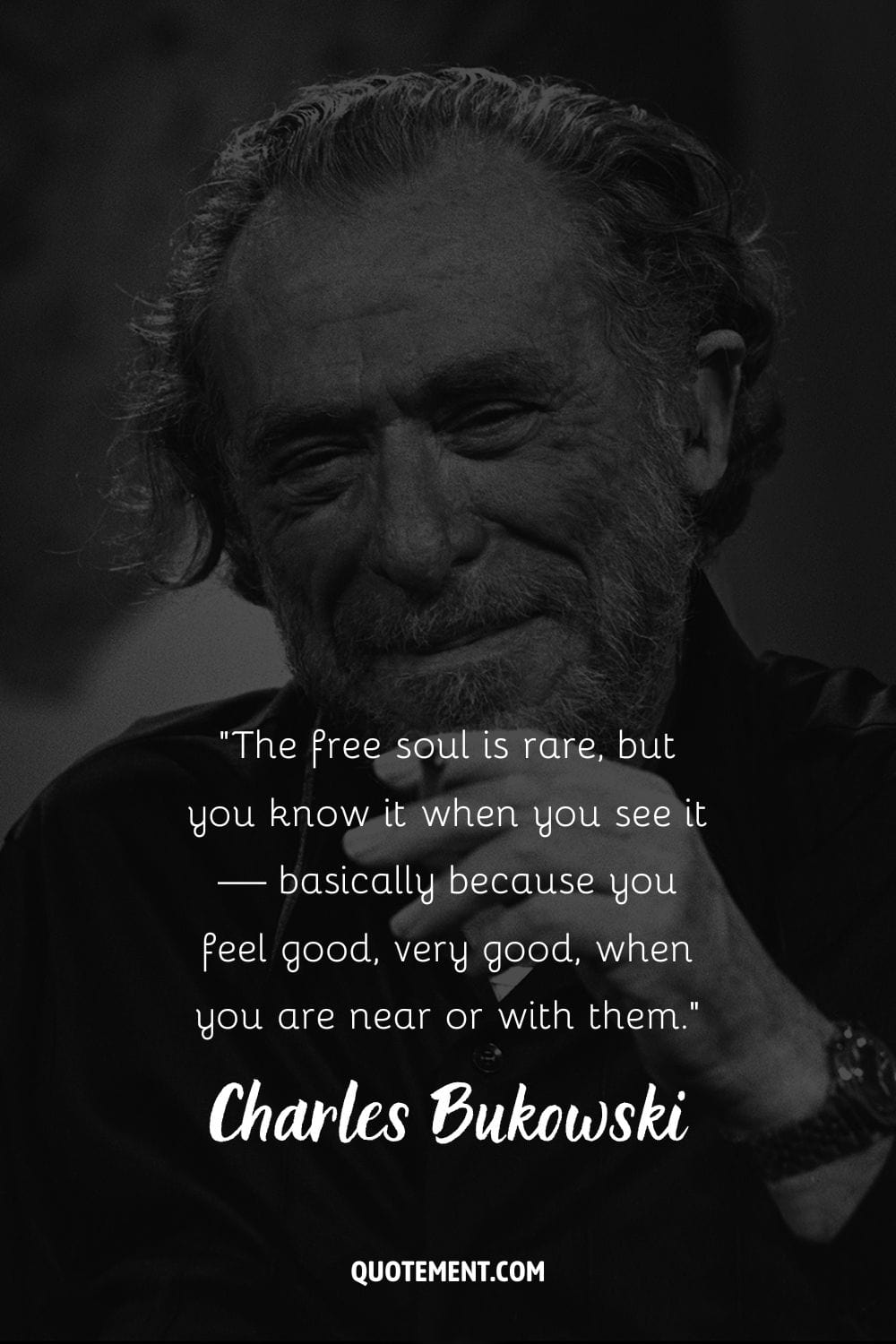 portrait of Bukowski holding a cigarette representing the greatest Charles Bukowski quote