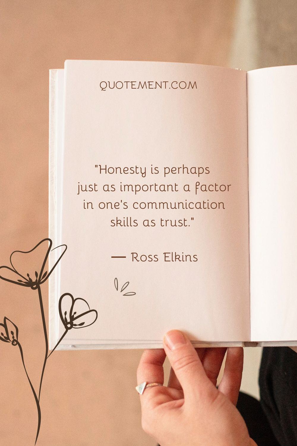 touch of woman's hand revealing an inspiring quote on trust and honesty