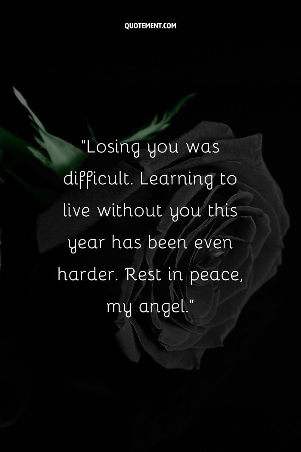 Black rose image representing the best death anniversary prayer quote.